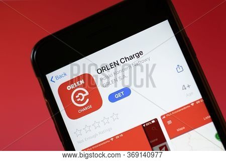 Moscow, Russia - 1 June 2020: Orlen Charge App Mobile Logo Close-up On Screen Display, Illustrative