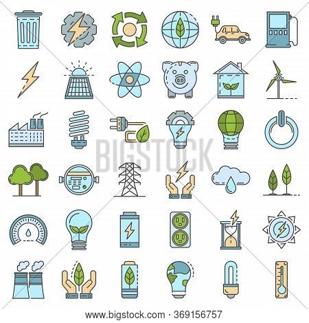Energy Saving Icon Set. Outline Set Of Energy Saving Vector Icons For Web Design Isolated On White B