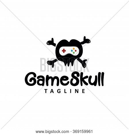 Game Skull Logo Icon Design Vector Stock Illustration Template. Danger Gaming Logo Black