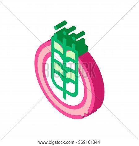 Wheatear In Round Frame Vector Isometric Sign. Color Isolated Symbol Illustration