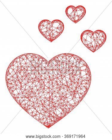 Web Mesh Favorite Hearts Vector Icon. Flat 2d Carcass Created From Favorite Hearts Pictogram. Abstra