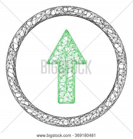 Web Network Rounded Up Arrow Vector Icon. Flat 2d Carcass Created From Rounded Up Arrow Pictogram. A