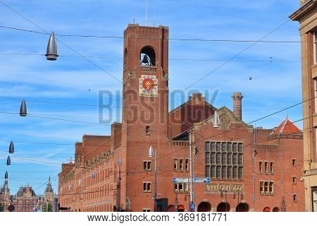 Beurs Van Berlage Building In Amsterdam, Netherlands. It Is A Former Commodity Exchange At Damrak St