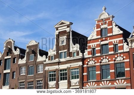 Amsterdam City Architecture - Oude Turfmarkt Residential Buildings. Netherlands Rowhouse.