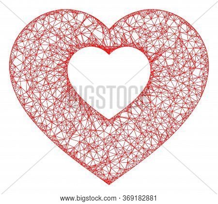 Web Mesh Valentine Heart Vector Icon. Flat 2d Carcass Created From Valentine Heart Pictogram. Abstra