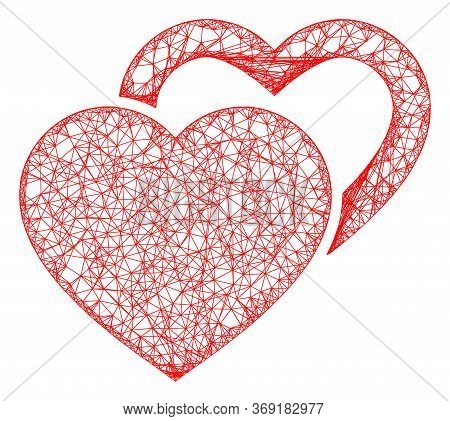 Web Mesh Valentine Hearts Vector Icon. Flat 2d Carcass Created From Valentine Hearts Pictogram. Abst