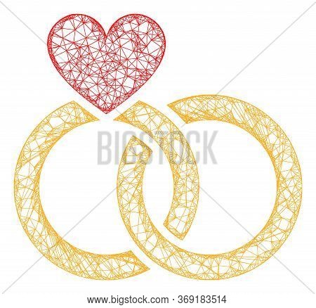 Web Mesh Wedding Rings Vector Icon. Flat 2d Carcass Created From Wedding Rings Pictogram. Abstract F
