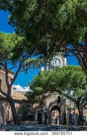 Cannes, France - June 12, 2019 : Hilltop Gothic-style Stone Church With Bell Tower Completed In The 