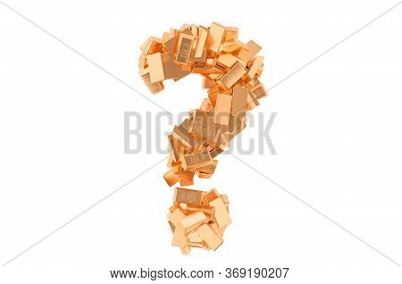 Question Mark From Golden Ingots. Financial Question Concept, 3d Rendering Isolated On White Backgro