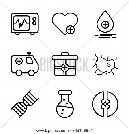 Medic Icon Set Include Cardiograph, Doctor, Medic, Medical, Health, Heart, Treatment, Love, Blood, D