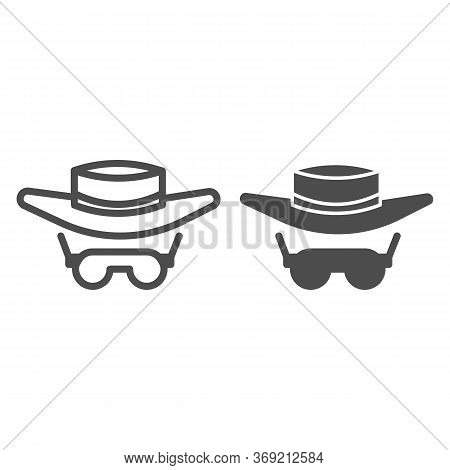 Sunglasses And Hat Line And Solid Icon, Summer Concept, Summer Sun Protection Clothes Sign On White 