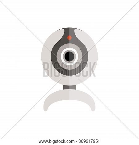 Webcamera From Computer On White Background. Vector Illustration In Trendy Flat Style.