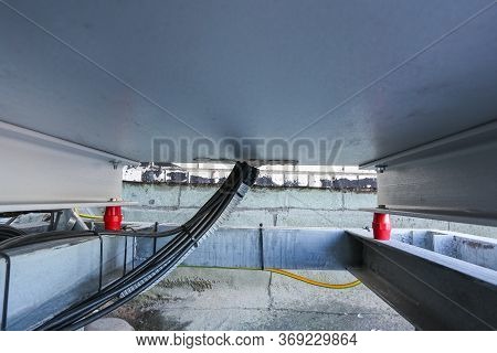 Russia, Saint-petersburg - April 30, 2018: Cables Are Near Of Climatic Vandal-proof Cabinet With Mic