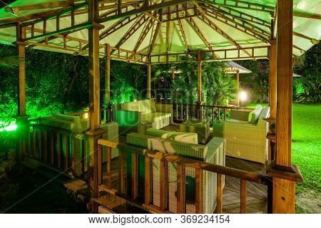 Lido Di Camaiore, Italy - September 5, 2011: The Deserted Patio And Garden At The Hotel In Lido Di C