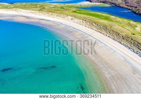 Aerial View Of Carrickfad And Cashelgolan Beach, Castlegoland, By Portnoo In County Donegal - Irelan
