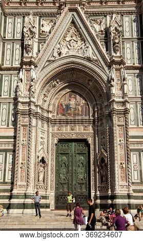 Florence, Italy - September 8, 2011: The Facade Of The Cathedral Of Santa Maria Del Fiore In Florenc