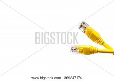 Internet Wire Cat6 Cat5. The Concept Of Connecting To An Internet Network Or Providing Construction,