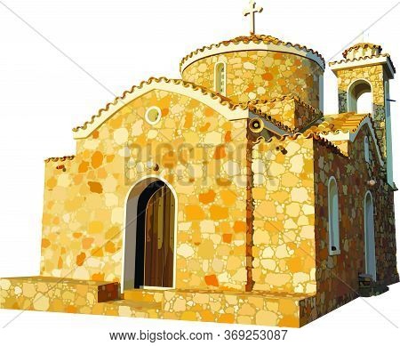 Vector Illustration With Agios Georgios Church In Cyprus. Eps 10