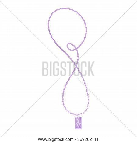 Necklace With Pendant. Lilac Gem, Chain, Beads. Jewelry Concept. Illustration Can Be Used For Topics