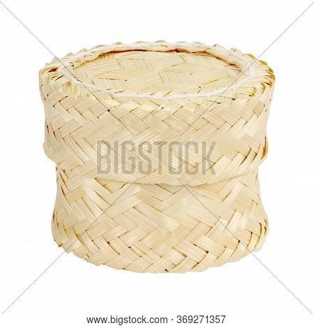 Bamboo Rice Box Thai Style On White Background