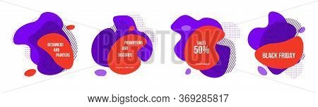 Set Of Abstract Modern Graphic Elements. Dynamic Color Shapes And Lines. Abstract Gradient Banners W