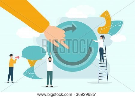 Economy Recovery Concept. People Together Helping Economy To Recover After Quarantine Crisis, Vector