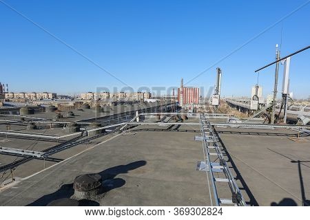 Russia, Saint-petersburg - April 30, 2018: Metal Ladder Trays With Power, Data, Optic And Ground Cab