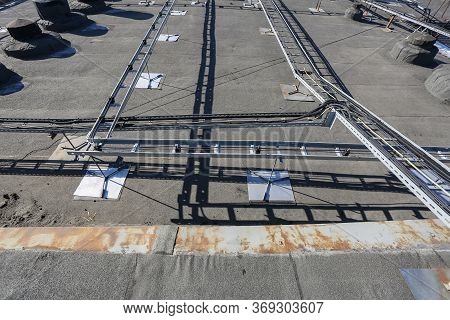 Russia, Saint-petersburg - April 30, 2018: Metal Ladder Trays With Power, Data, Optic And Ground Cab