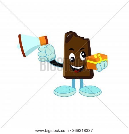 Ice Cream Character Mascot And Gift Box. Design Vector Illustration