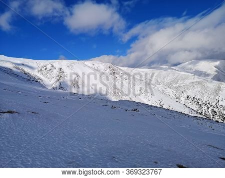 Amazing Landscape In The Mountains. Winter Landscape.