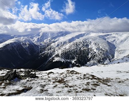 Amazing Landscape In The Mountains. Winter Landscape.
