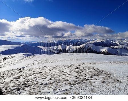 Amazing Landscape In The Mountains. Winter Landscape.