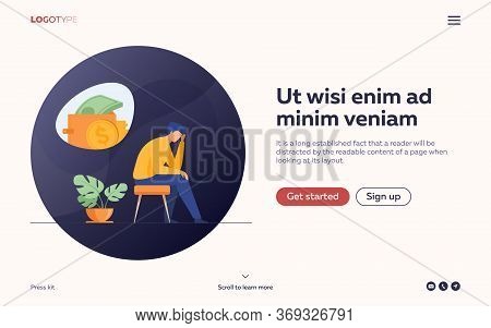 Depressed Sad Man Thinking Over Financial Problems And Debts. Businessman Broke, Needing Money, Havi