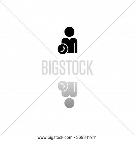 Call To User. Black Symbol On White Background. Simple Illustration. Flat Vector Icon. Mirror Reflec
