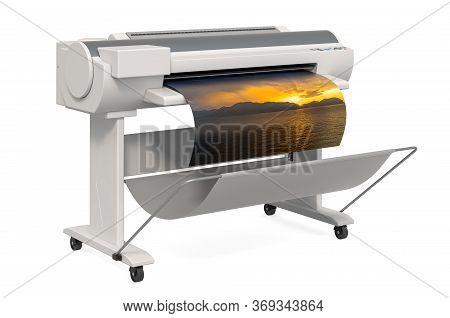 Large Format Inkjet Printer. 3d Rendering Isolated On White Background