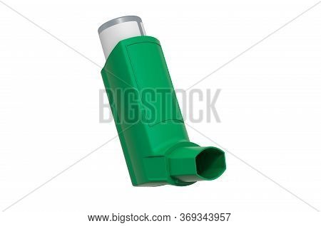 Green Inhaler, 3d Rendering Isolated On White Background