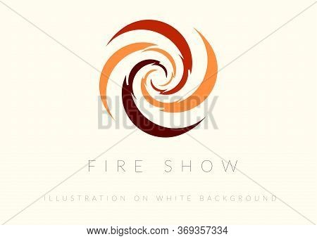 Logotype Fire Show Design, Colorful Abstract Spiral Circle, Vector