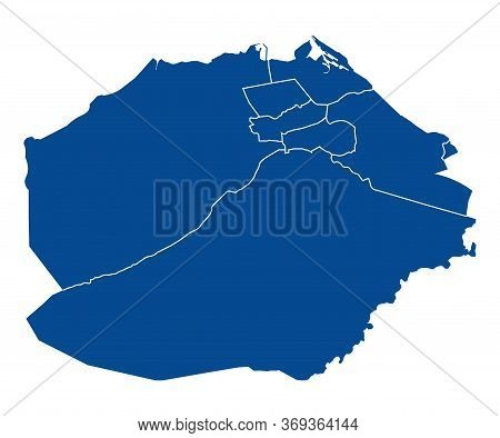 Outline Blue Map Of Edinburgh On White Background