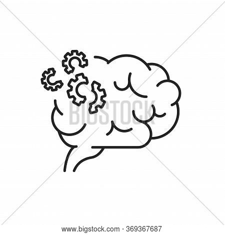 Brain Disease Dementia Line Black Icon. Human Organ Concept. Decline In Memory. Decrease In Mental H