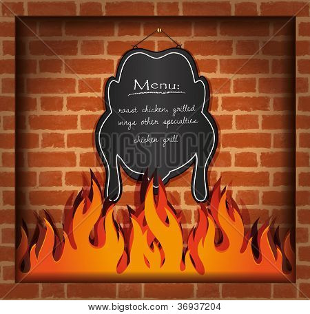Vektor Tafel Huhn Kamin grill