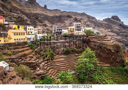 Fontainhas Village And Terrace Fields In Santo Antao Island, Cape Verde, Africa