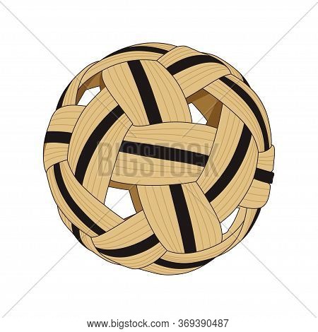 Sepak Takraw Ball Icon, Sport Logo, Isolated On White Background