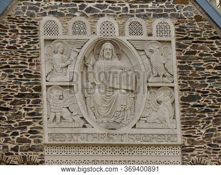 Clervaux Parish Church Frontal Decoration - Jesus With Apostles. In Luxembourg, Eislek. Latin Text S