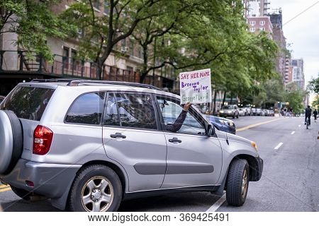 New York City, Ny - June 2 2020: Person Holding A Sign At A Protest For Black Lives Matter Movement 