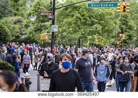 New York City, Ny - June 2 2020: People Marching During Peaceful Black Lives Matter Protest March.