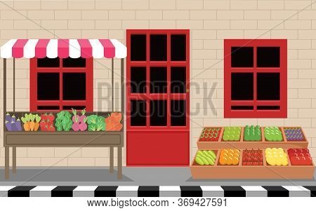 Viwe Of Outdoor Fruit Market On The Street