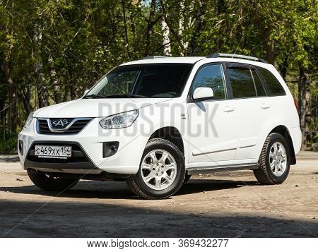 Novosibirsk/ Russia - May 03, 2020: White Jeep Nissan Terrano,  Front View.  Modern  Crossover   On 
