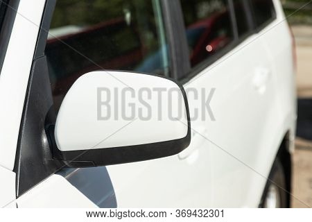 Novosibirsk/ Russia - May 03, 2020: Nissan Terrano, Side Mirror Of A Car Close-up. Exterior Detail