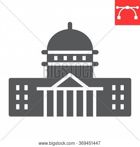 Capitol Building Glyph Icon, Usa And Congress, Washington Capitol Sign Vector Graphics, Editable Str