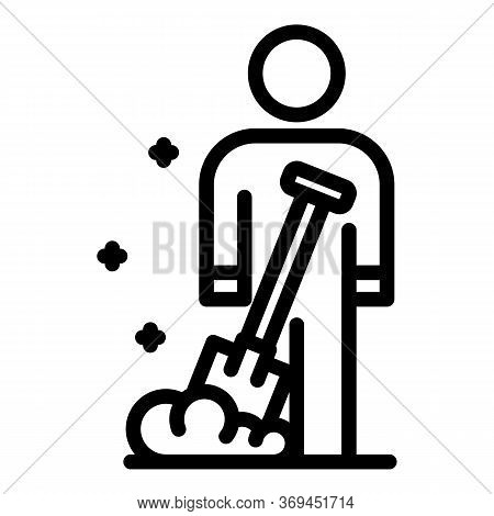 Agronomist With Shovel Icon. Outline Agronomist With Shovel Vector Icon For Web Design Isolated On W